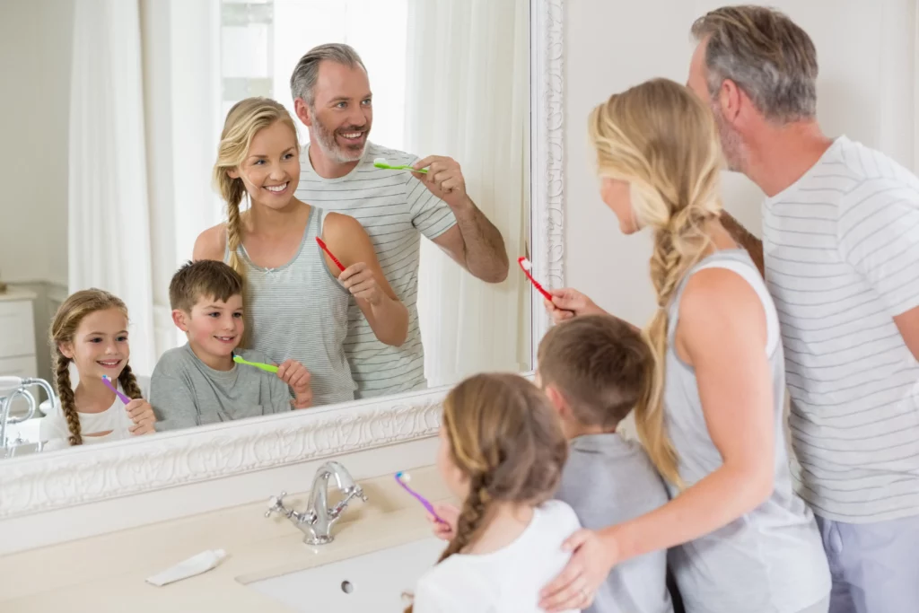 Kids and families maintaining good oral health